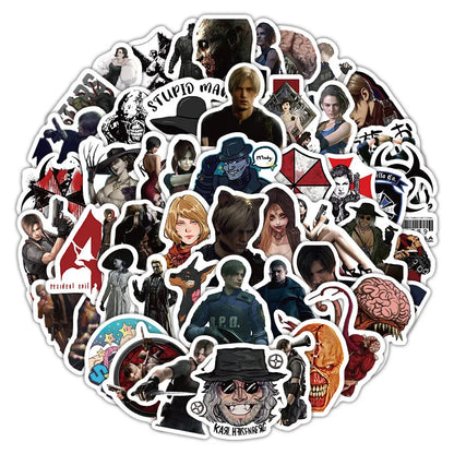 60-Piece Resident Evil Sticker Set - DIY Graffiti Decals for Phone Cases, Diaries, Scrapbooks and Creative Crafts