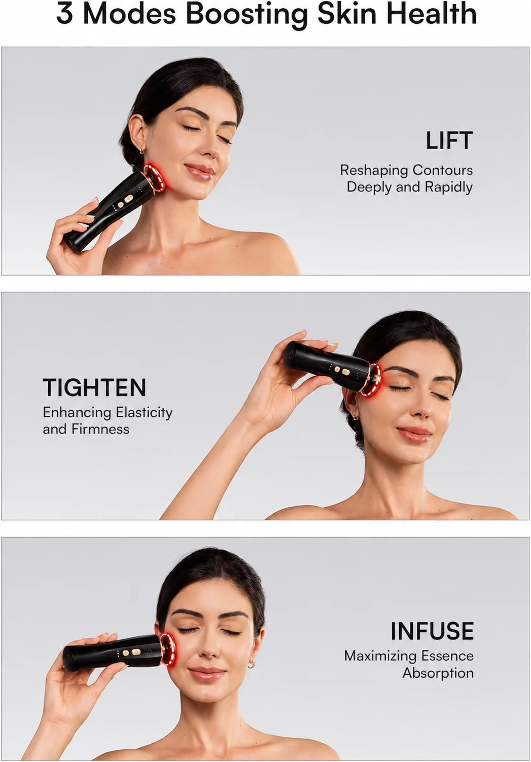 3-in-1 Red Light Facial & Neck Beauty Device - Skin Firming & Skincare Tool for Home Use