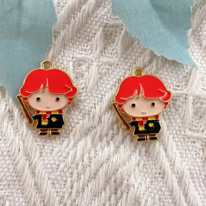 10-Piece Alloy Magic School Charms - Cartoon Pendant Accessories for DIY Keychains, Earrings, and Jewelry Making