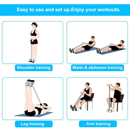 4-Tube Resistance Bands Yoga Pedal Puller - Elastic Pull Rope Fitness Equipment for Abdomen, Waist, Arm Training