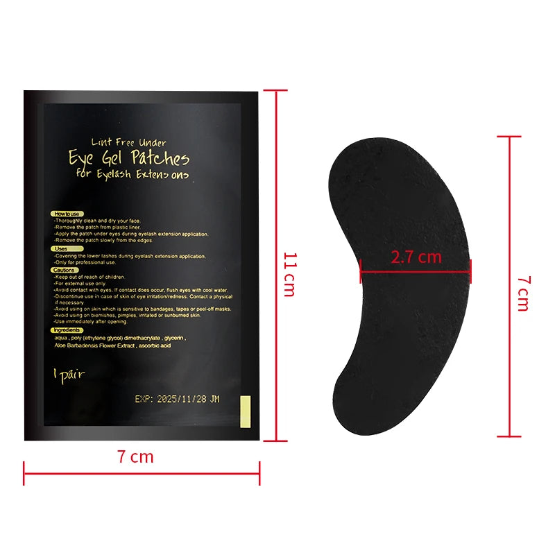 50 Pairs UV Black Hydrogel Eye Gel Patches | Eyelash Extension Padding & Makeup Stickers | Under Eye Gel Pads