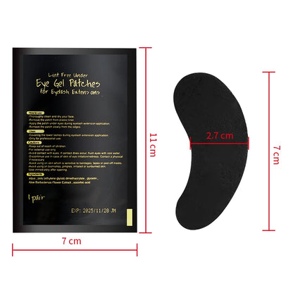50 Pairs UV Black Hydrogel Eye Gel Patches | Eyelash Extension Padding & Makeup Stickers | Under Eye Gel Pads