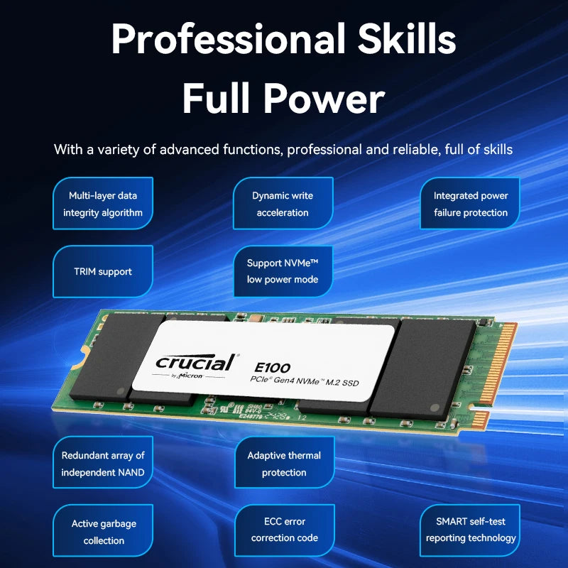 Crucial NVMe M.2 SSD – 480GB/1TB/2TB PCIe 4.0x4 5000MB/s for PS5, Laptop, PC
