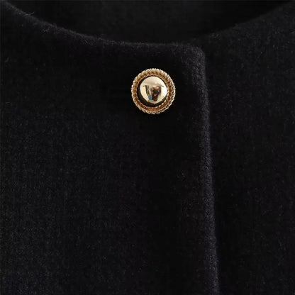 TRAF Women's Autumn Outerwear – Long Sleeve Cropped Jacket, Winter Button Demi-Season Short Coat, Elegant Women’s Coat