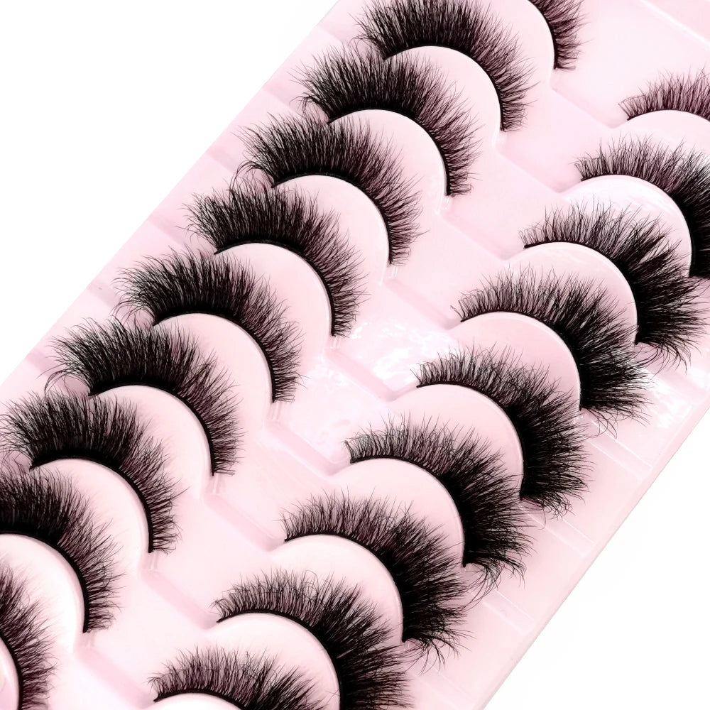HBZGTLAD 10 Pairs 3D Faux Mink False Eyelashes – Natural Long Look Short Mink Lash Extensions for Makeup & Beauty
