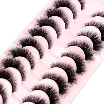 HBZGTLAD 10 Pairs 3D Faux Mink False Eyelashes – Natural Long Look Short Mink Lash Extensions for Makeup & Beauty