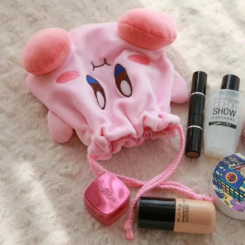 Star Kirby Cosplay Storage Bag – Cute Kawaii Drawstring Cosmetic & Coin Purse, Portable Cartoon Toy Gift