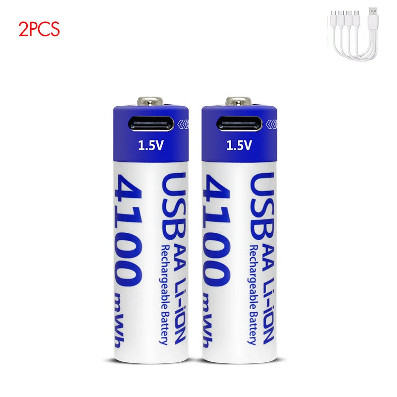 MATOV 1.5V 4100mWh AA Rechargeable Battery – USB Type-C Li-ion Battery for Remote Control, Smart Door Locks & Toys