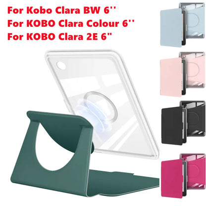 Transparent Acrylic Back Case for Kobo Clara & Clara Colour 6" – Magnetic Rotating eReader Cover
