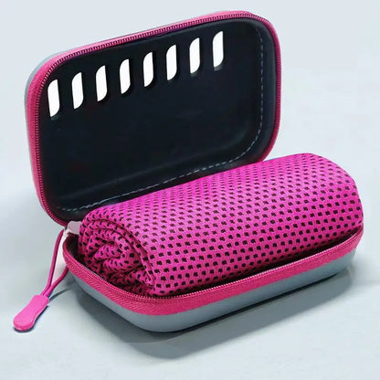 Cooling Towel with EVA Case - Quick-Dry Portable Sports Towel for Camping, Hiking, Gym & Yoga