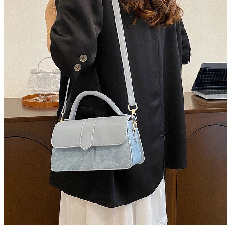 PU Leather Shoulder Bag for Women – Fashion Crossbody Vintage Underarm Square Satchel Handbag (Black)