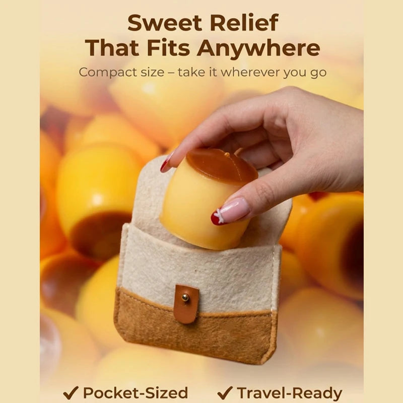 Pudding Squeeze Ball - Caramel Crunchy Handmade Squishy Fidget Toy for Stress Relief