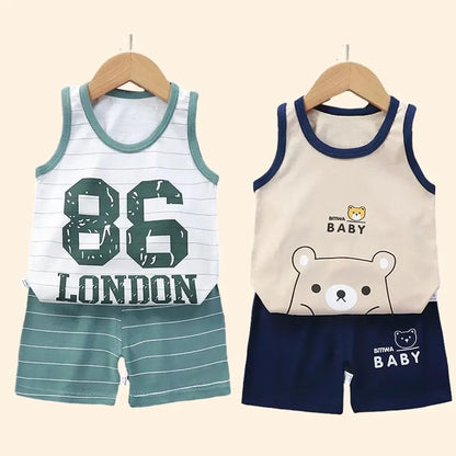 Kids Summer Vest & Shorts Set - Cotton Sleeveless T-Shirt Outfit for Boys & Girls