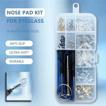 Silicone Air Chamber Nose Pads for Glasses | Anti-Slip Screw-In Eyewear Support & Accessories Kit