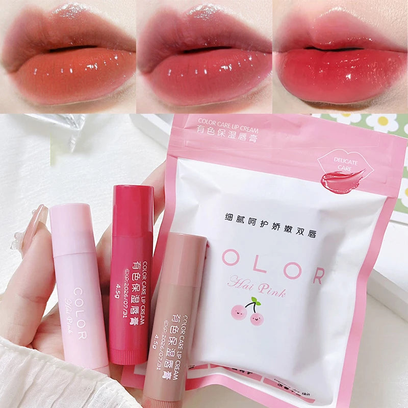 Cute Red Tint Lipstick Set – Moisturizing Colored Lip Balm with Anti-Drying & Fade-Resistant Lip Care Cosmetics