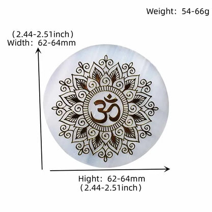 LSeven Chakras Natural Selenite Stone Disc - Reiki Crystal Healing Stone, Feng Shui Home Decor Gift