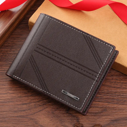 Men's Soft Leather Short Bifold Wallet with Credit Card & ID Holder – Business Billfold