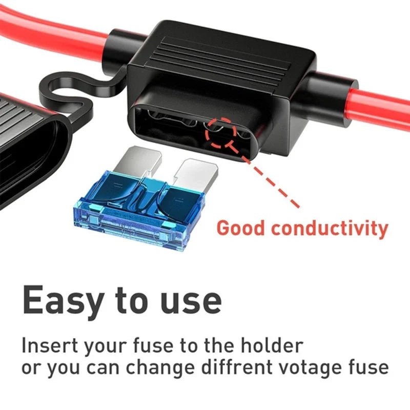 5/10Pcs 12V 30A Mini Blade Fuse Holder - In-Line Adapter with Splash-Proof Design for Car Sockets & Wire Cutoff Switch