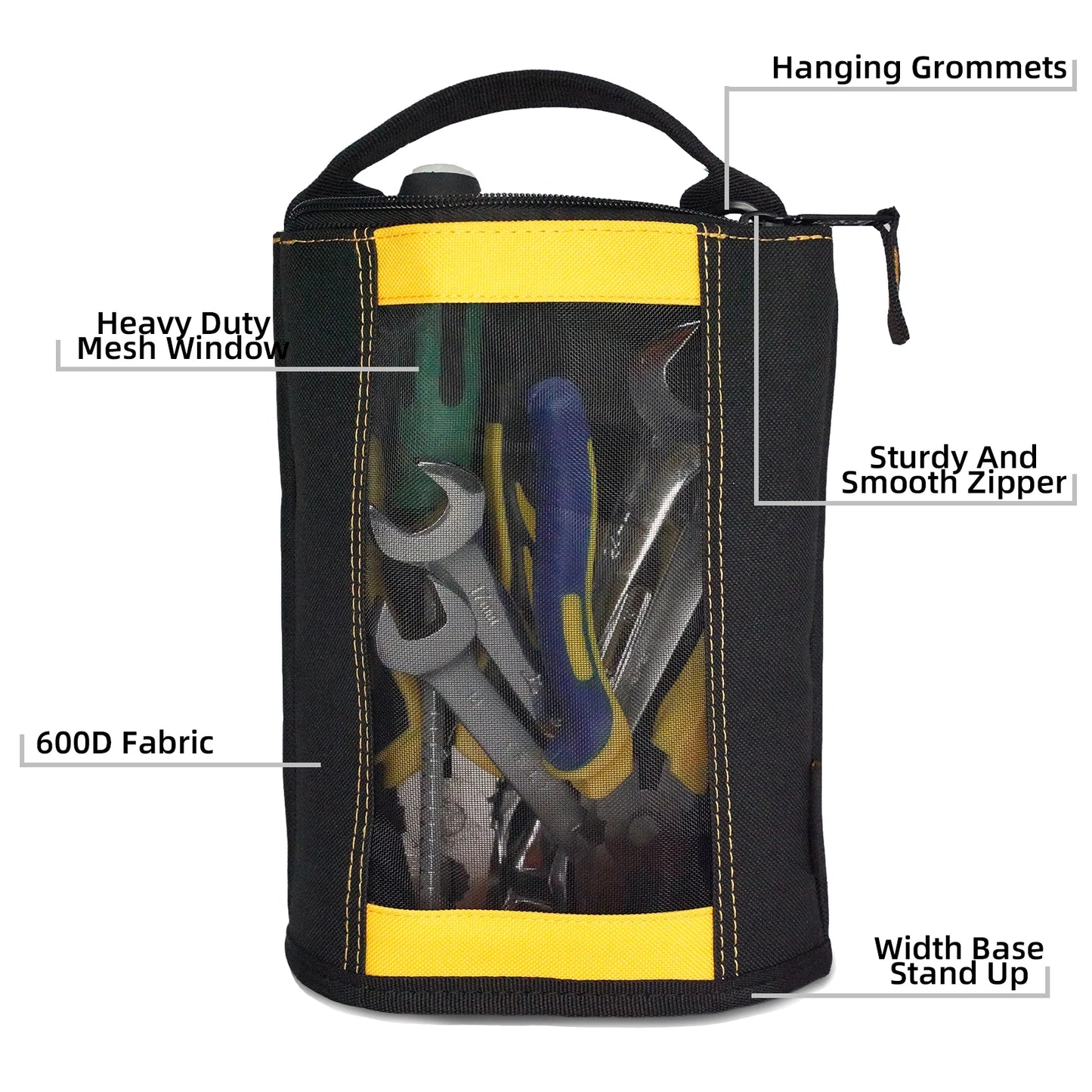 MELOTOUGH Canvas Tool Pouch | 2-Pack Zipper Bags with Mesh Window & Hanging Grommets