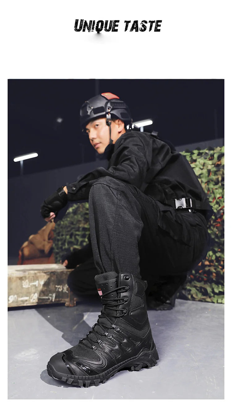 Special Forces Desert Combat Boots - Men's Tall Wear-Resistant Tactical, Waterproof Training & Outdoor Mountaineering Sports Boots