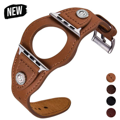 PU Leather Apple Watch Strap – Compatible with Series 1–9, SE & Ultra (38mm–49mm) for Men & Women
