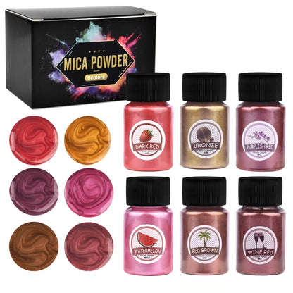 6 Color Pearl Powder Pigment Set for DIY Epoxy Resin, Pearlescent Colorant Dye for Jewelry Making and Mold Accessories