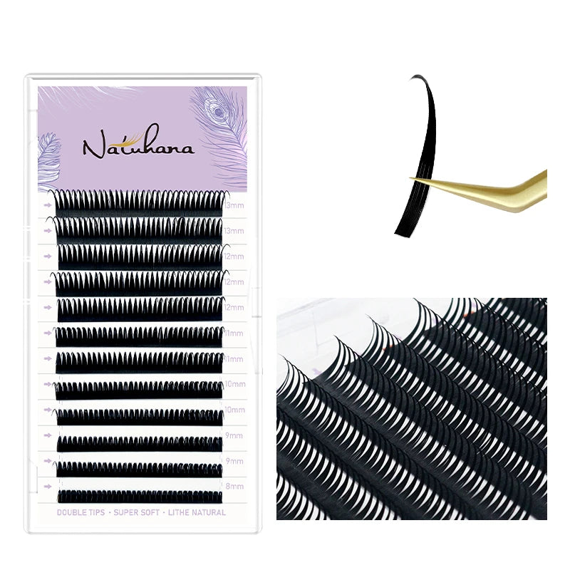 NATUHANA 0.07mm Wet Eyelash Extensions – Manga Wispy Spikes & Premade Fans for Cosplay & Volume