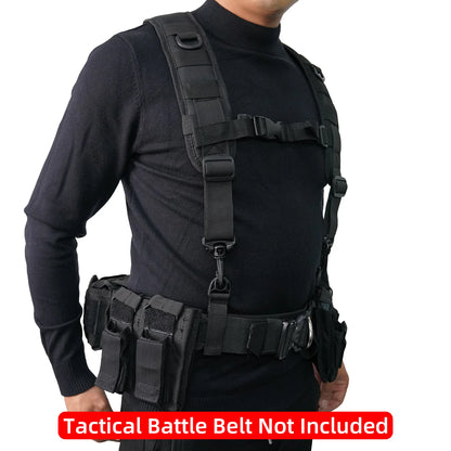 Tactical Police Suspenders — Adjustable Duty Belt Harness with 4 Tool Belt Loops for Law Enforcement