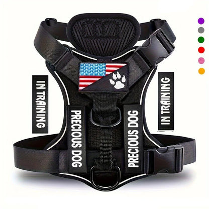 Reflective Service Dog Harness Vest with 5 Patches – Adjustable Soft Oxford Mesh Pet Harness