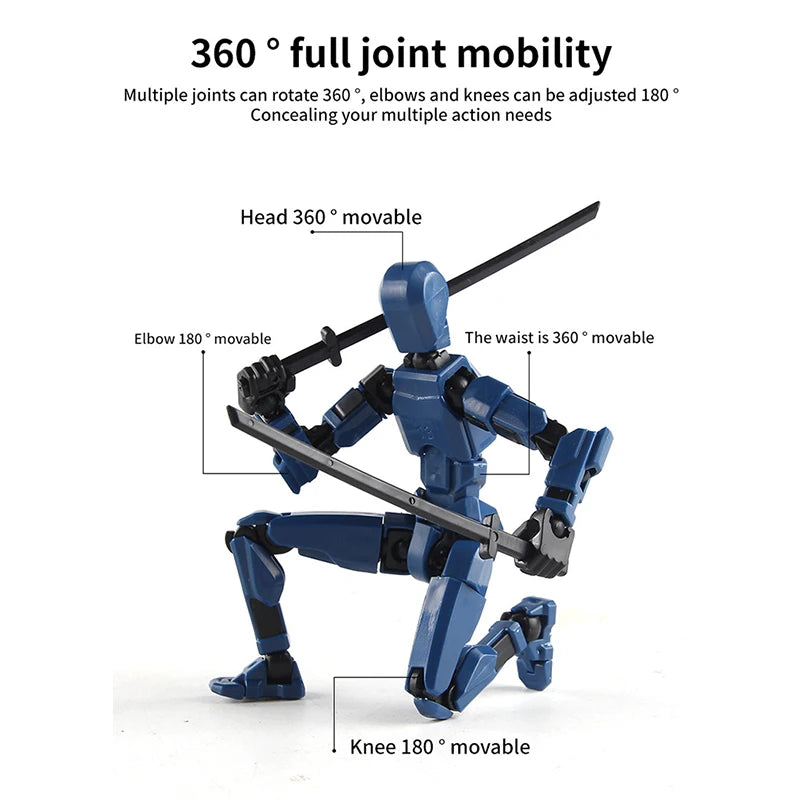 3D Movable Shapeshift Robot Action Model - Creative Printed Mannequin Doll Toy for Kids, Gifts for Boys and Girls