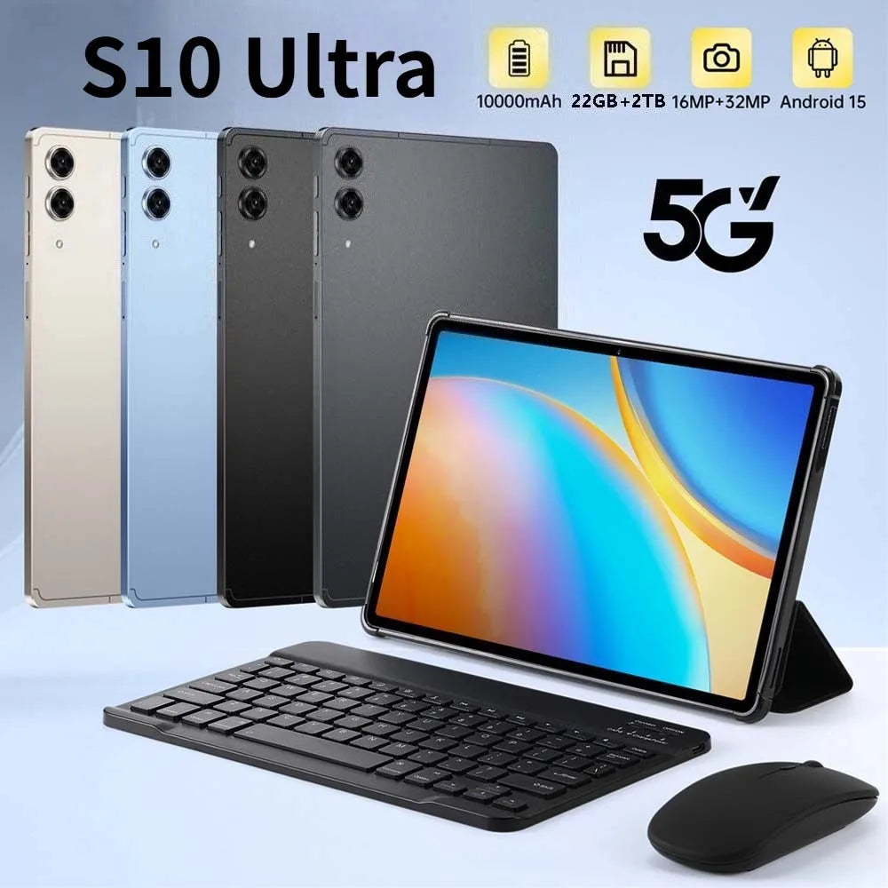 10.1" S10 Ultra Kids Tablet – Global Edition Android 15, 5G Dual SIM, Gaming Tablet 22GB+2TB, 10000mAh