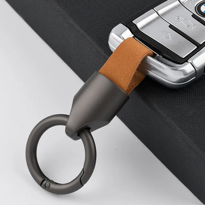 Luxury Leather Key Chain - Fashionable Durable Keychain for Men & Women, Car Key Ring Holder with Horseshoe Buckle, Gift Accessories