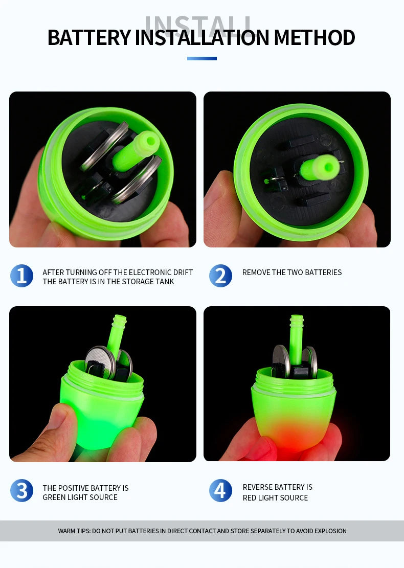 TAIYU Luminous Fishing Float Set – High Sensitivity Red & Green Adjustable Waterproof Electronic Bobbers