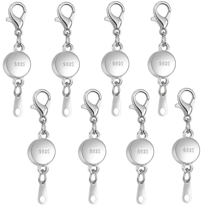 925 Silver Magnetic Jewelry Clasp - Round Necklace Closure & Clasp Converter for DIY Jewelry Making