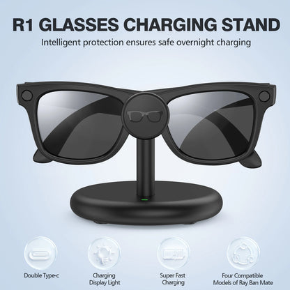 HUADAI Charging Stand for Ray-Ban Meta & Oakley Glasses – Compatible with Wayfarer, Skyler, HSTN, Headliner GEN1 & GEN2 (RW4006, RW4008, RW4010, XY2140)