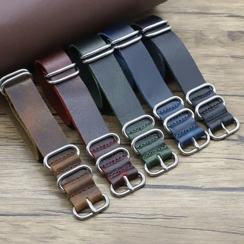 Vintage Genuine Leather Watch Strap – Handmade Brown Cowhide Replacement Band for Men & Women (18mm, 20mm, 22mm)