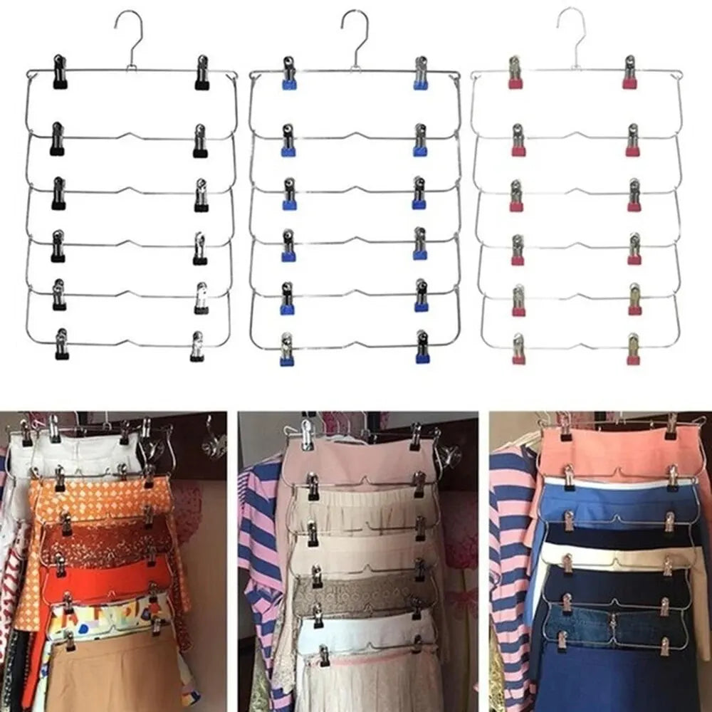 Multi-Functional Folding Multi-Layer Pants Rack – Anti-Slip Seamless Wardrobe Hanger for Home Storage