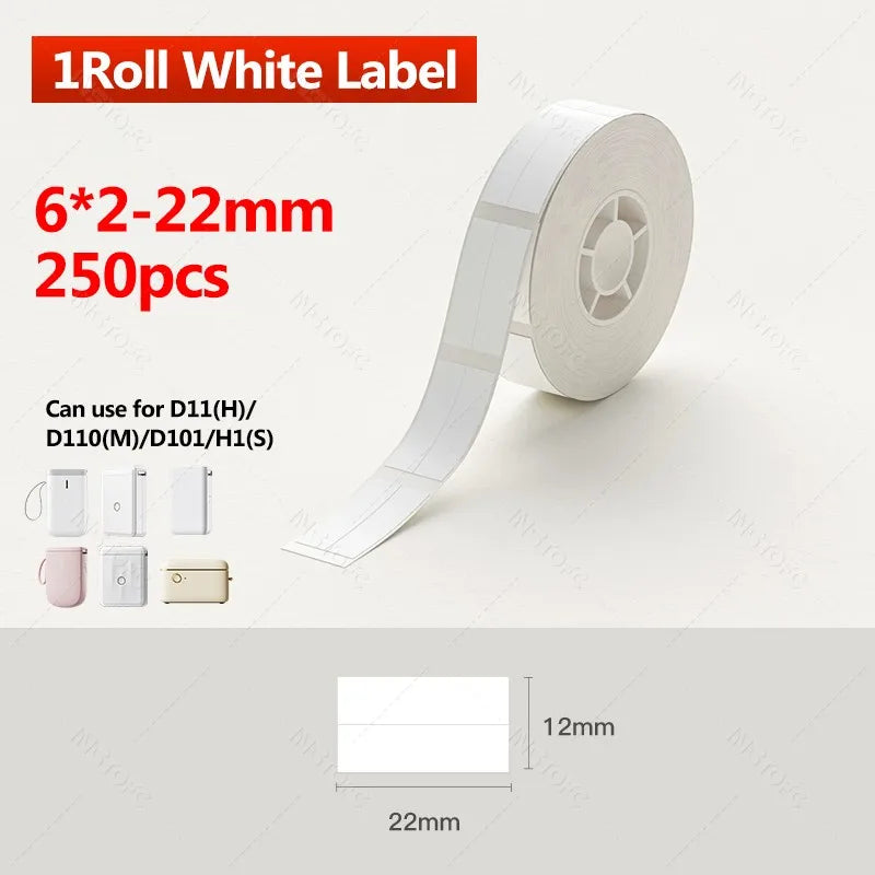 Niimbot D11/D110/D11H/D110M Label Sticker Paper, Self-Adhesive Waterproof Pure White Thermal Printer Labels for Home & Office Use