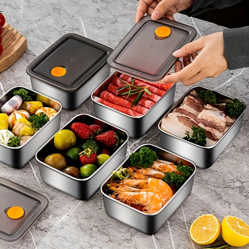 4-Piece Stainless Steel Food Storage Containers - Leakproof Stackable BPA-Free Set for Fridge, Freezer & Pantry