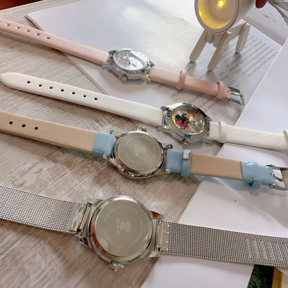 MINISO Disney Stitch Ladies' Quartz Watch - High-Quality Steel Belt with Diamond Set Design