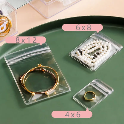 10–100PCS PVC Self-Sealing Zip Lock Bags — Thick Transparent Reclosable Pouches for Jewelry & Gift Storage
