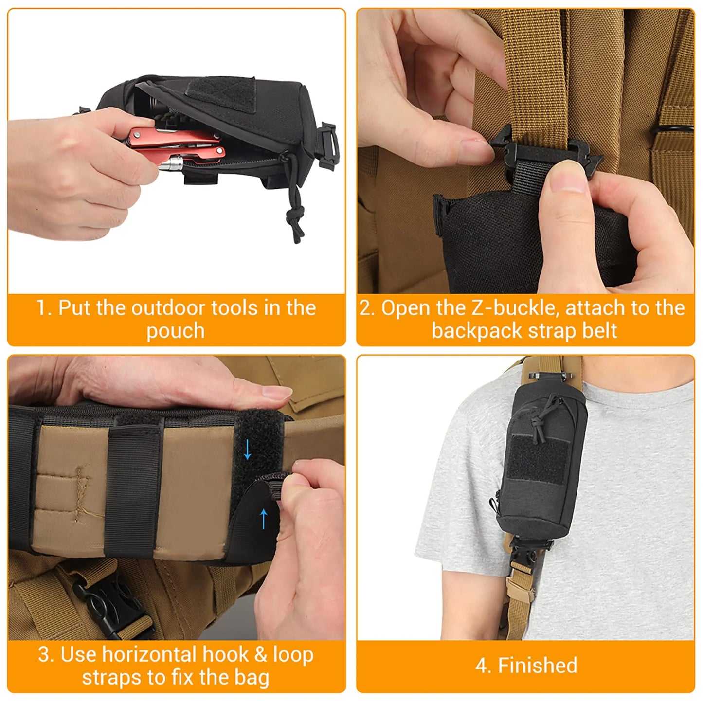 Tactical Molle Backpack Shoulder Strap Accessory Pouch | Multifunctional Military EDC Tool Pockets | Small Compact Pouches