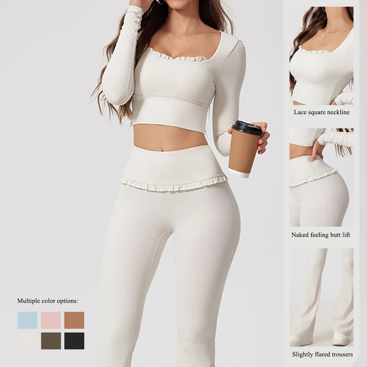 Women’s Summer Gym Yoga Set – Quick-Dry Long Sleeve Two-Piece Sportswear Outfit for Outdoor Fitness & Training