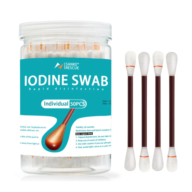 Disposable Iodophor Alcohol Cotton Swabs – Sterile Disinfection Sticks for Wound Care & Emergency First Aid