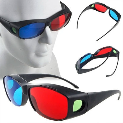 Red Blue 3D Glasses with Black Frame – Anaglyph Eyewear for 3D TV, Movies, DVD & Games
