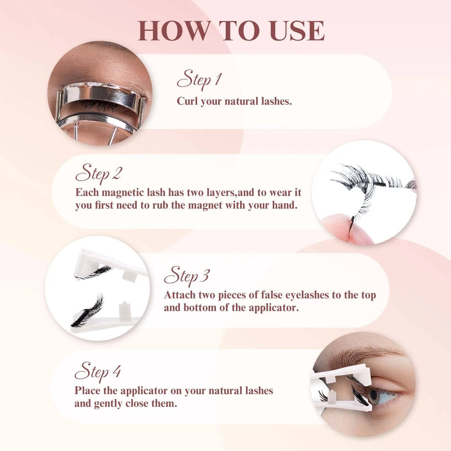 GEMERRY Magnetic Eyelashes Set with Applicator – Natural Look Reusable No Glue Soft Strip False Lashes Makeup Kit