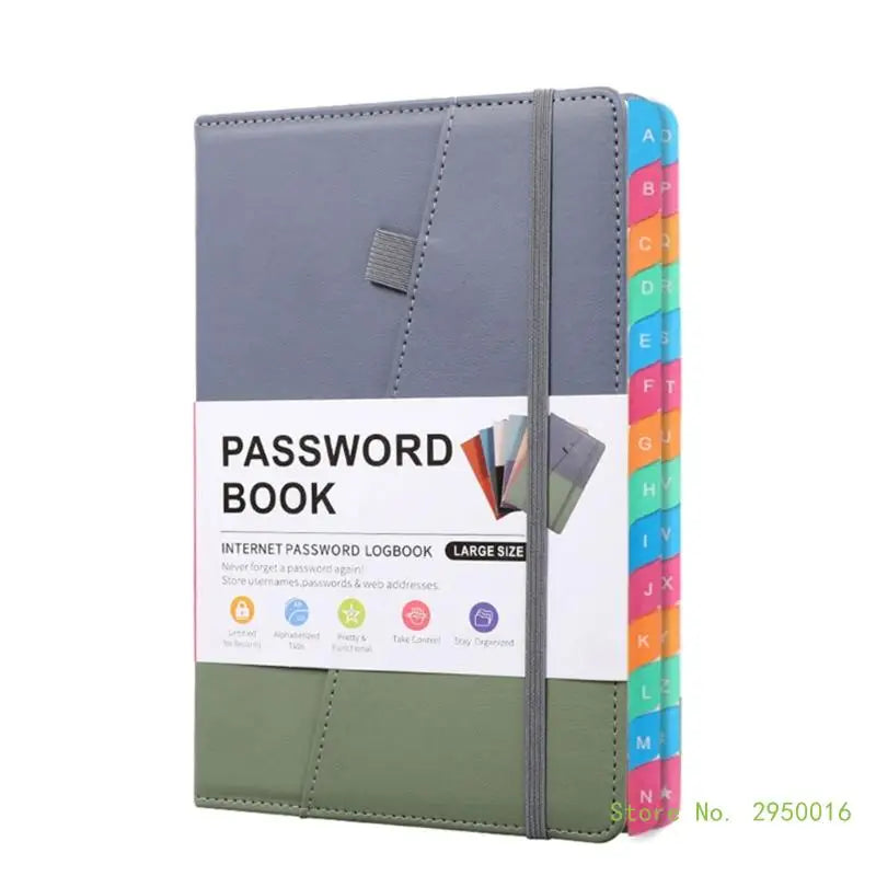 A5 PU Hardcover Password Book with Alphabetical Tabs – Password Keeper Notebook for Internet Login Storage