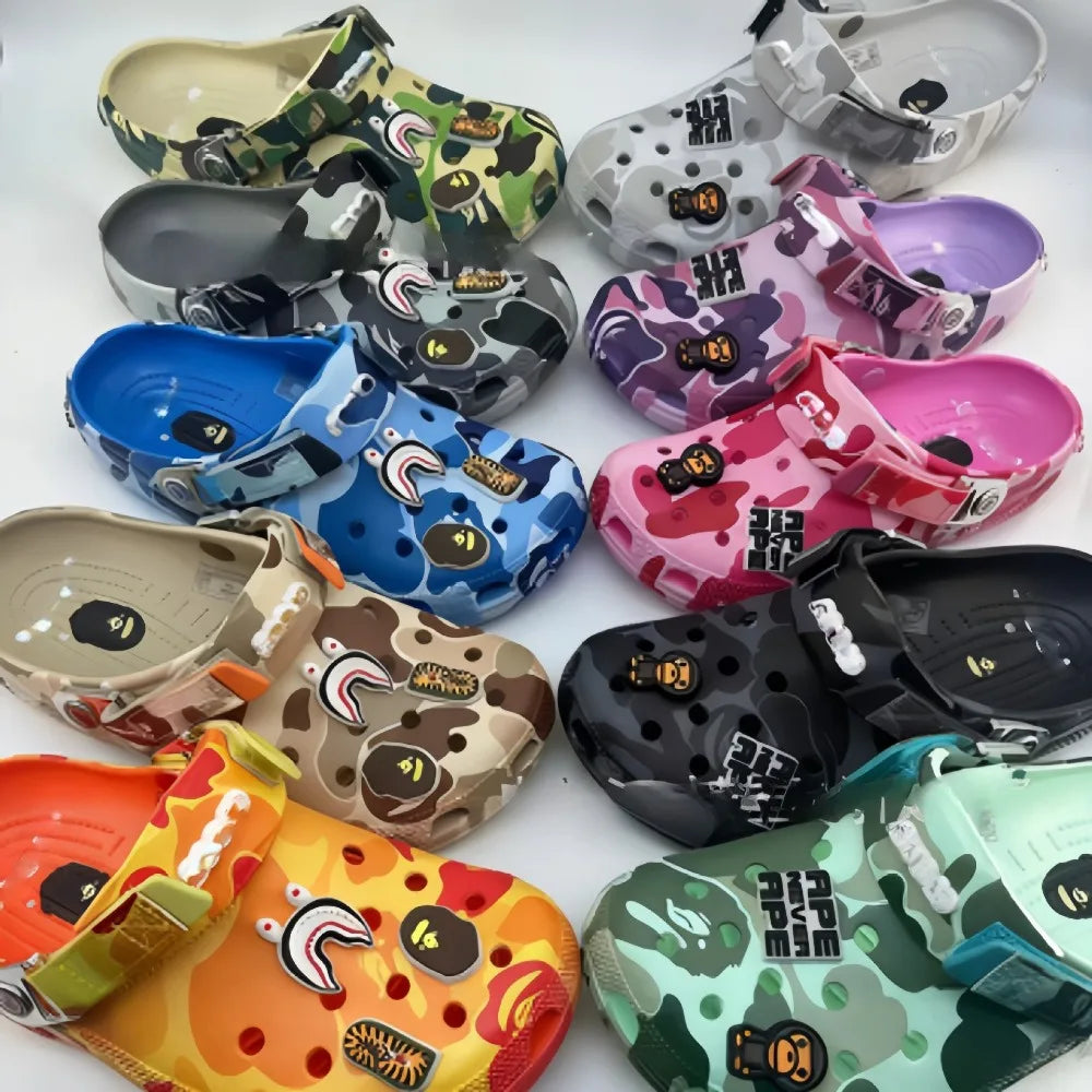 Camouflage Couple Sandals - Casual EVA Ankle-Wrap Flip Flops for Men & Women Beach Outdoor Slippers
