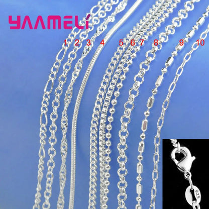 925 Sterling Silver Link Chain Necklace – 100% Authentic Genuine Jewelry with Lobster Clasp for Men & Women, 16–30 Inch, 10 Designs