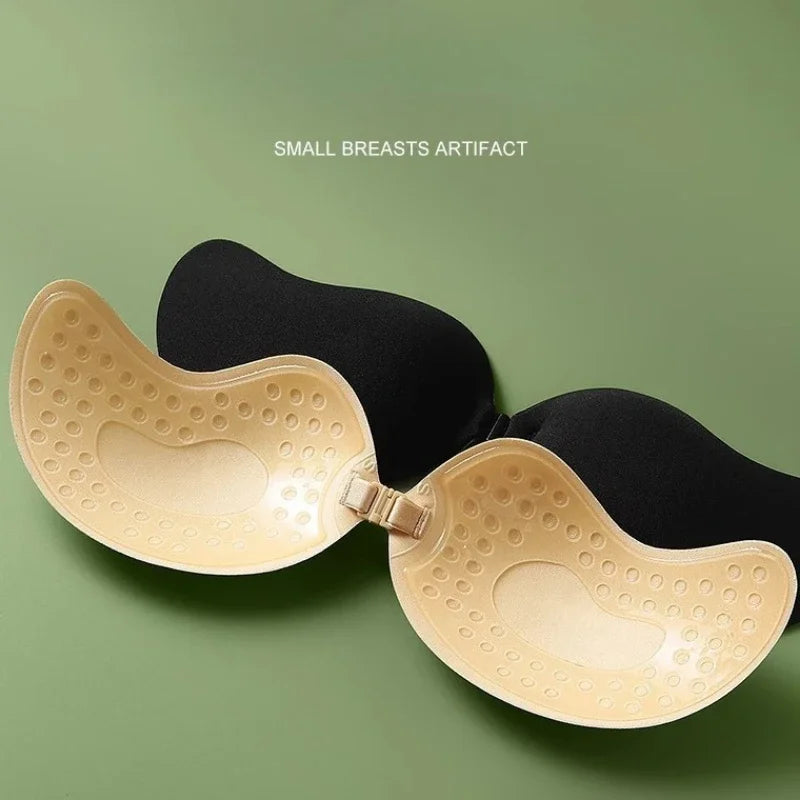Invisible Strapless Adhesive Stick-On Bra - Seamless Silicone Push-Up Breast Tape, Nipple Covers & Bralette for Women